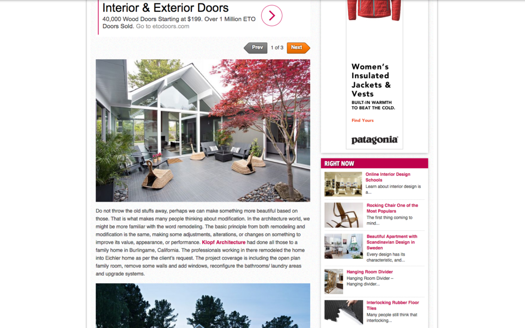 Kelly Home Design Featured our Double Gable Eichler Remodel