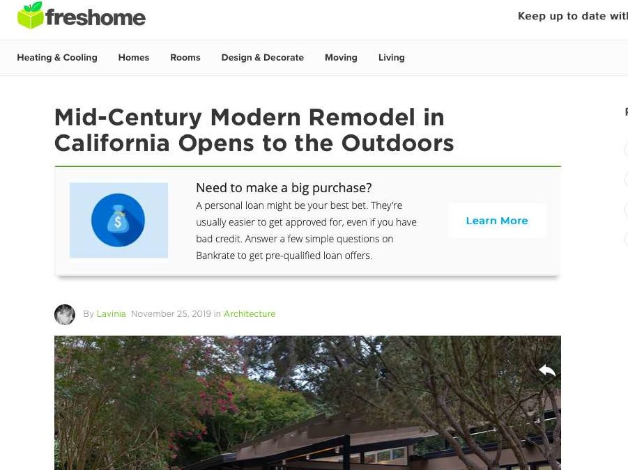 Freshome features our Lafayette Midcentury Modern Remodel