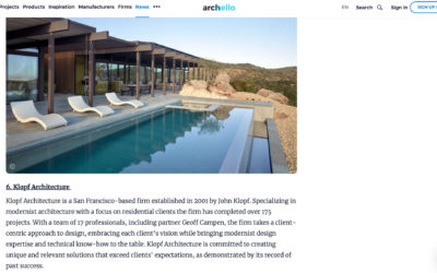 Klopf Architecture included “25 best architecture firms in San Francisco”- Archello